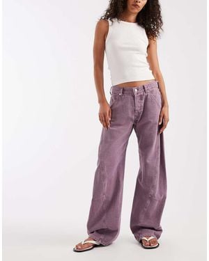 Free People Highland Low Rise Bowed Jeans - Purple