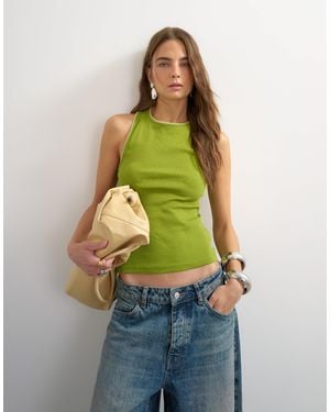 TOPSHOP Asymmetric Racer Back Singlet - Green