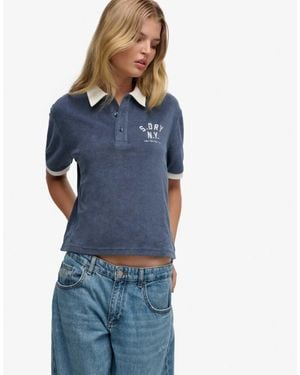 Superdry Heritage terry polo - Blau