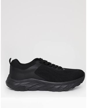 Threadbare Textured Slip On Trainers - Black
