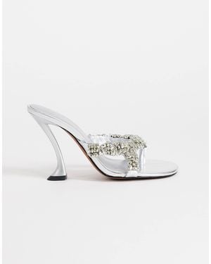 TOPSHOP Natasha Embellished Mule High Heeled Sandals - White