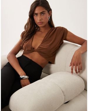 Miss Selfridge Twist Front Top - Brown