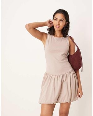 ASOS Sleeveless Bubble Hem Mini Dress - Natural