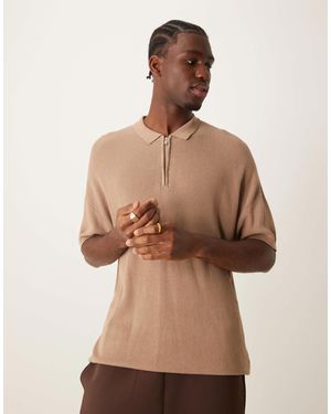 New Look – kurzärmliges polohemd - Braun