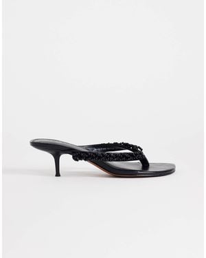 TOPSHOP Nolan Beaded Toe Thong Mid Heel Sandals - White