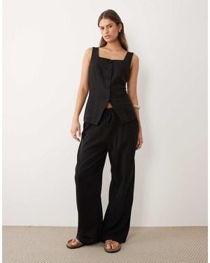 Miss Selfridge Linen Look Pull On Trouser - Black