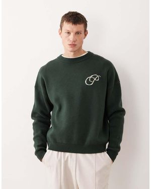 Prohibited Oversized Boxy Fit Logo Knit Jumper - Green