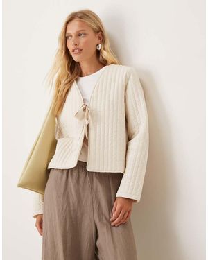 Vila Tie Front Quilted Jacket - Natural