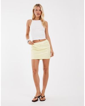 Pieces Micro Minirok Met Lovertjes - Naturel