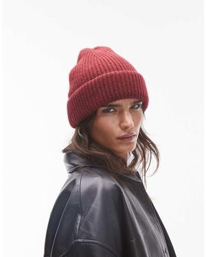 TOPSHOP Henry Ribbed Beanie - Red