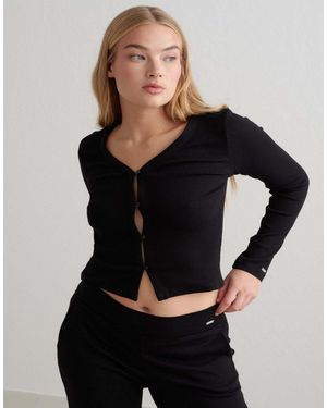 Aim'n – ease – gerippte strickjacke - Schwarz