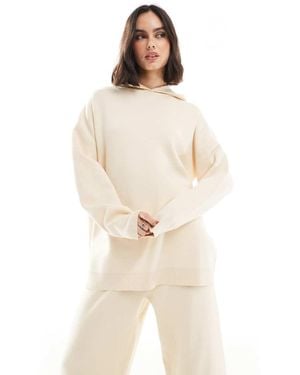 South Beach Knit Rib Hem Hoodie - Natural