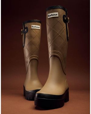 Barbour Leigton Tartan Tall Welly Boot - Brown