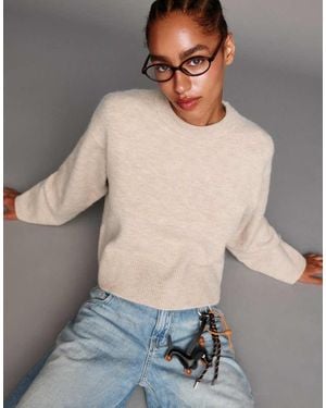 Bershka Oversize Jumper With Ribbed Hem - Grey