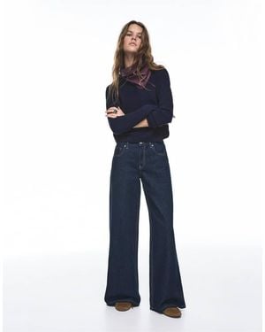 Pull&Bear Low-Rise Wide-Leg Jeans - Blue