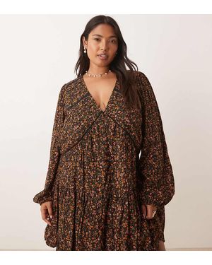 Nobody's Child Marley Boho V-neck Mini Dress - Brown