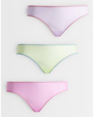 ASOS Asos Design Curve 3 Pack Sheer Mesh High Leg Brazilian With Contrast Trim - Pink