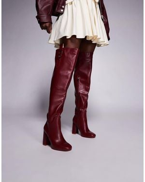 SIMMI Simmi London Harrieta Wide Fit Heeled Over The Knee Boots - Red
