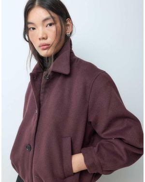 Mango Teen Bubble Hem Button Up Short Jacket - Purple