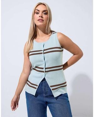 Yours Clothing Stripe Flare Hem Waistcoat - Blue