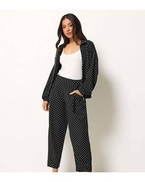 PixieGirl Petite Polka Dot Barrel Leg Trousers - Black