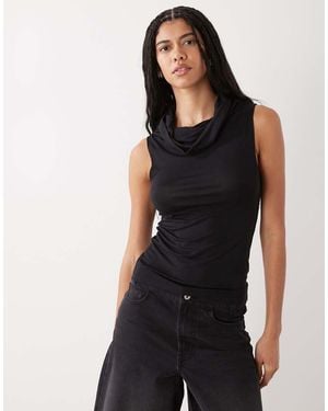 Weekday Funnel Neck Slim Fit Top - Black
