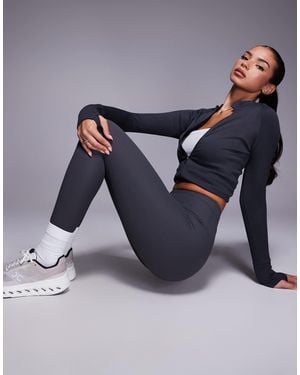 4505 Soft Touch Rib High Waist Gym Legging - Blue