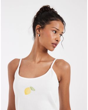Vero Moda Jersey Cami Top With Lemon Print Graphic - White