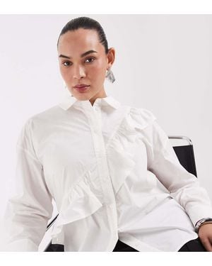 Vero Moda Camicia Asimmetrica Con Volant Bianca - Bianco