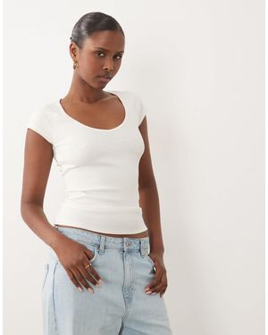 ASOS Ribbed Raglan V Neck Baby Tee - White