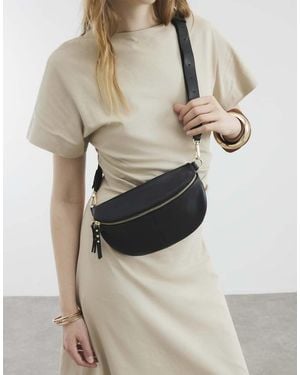 River Island Leather Cross Body Bum Bag - Natural