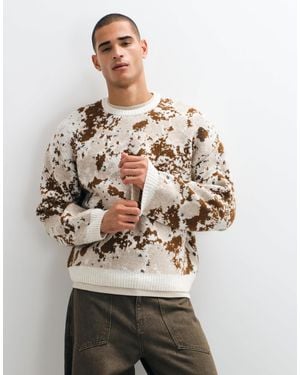 ASOS Oversize-strickpullover mit rundhalsausschnitt und color-print - Grau