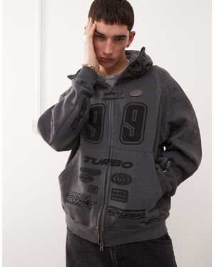 Aape By A Bathing Ape Sudadera Gris Oscuro Lavado De Estilo Motocross Con Capucha De - Negro