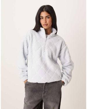 Hollister Jersey Lavado Con Cremallera Corta De Tejido Tipo Peluche De Gilly Hicks - Blanco