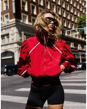 Bershka Giacca Arricciata Con Profili A Contrasto Rossi - Rosso