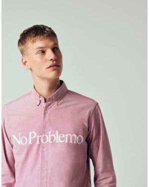 No Problemo Camisa Oxford Roja De Manga Larga Con Detalle De Logo De -Rojo - Rosa