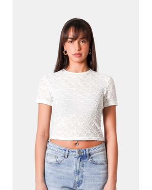 Sixth June Top A Maniche Corte Testurizzato A Fantasia - Bianco