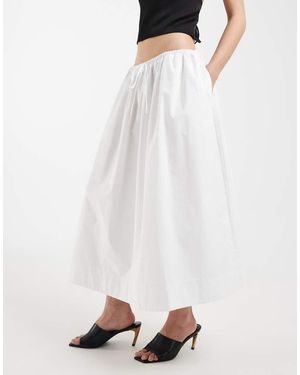ASOS Poplin Tie Waist Circle Maxi Skirt - White