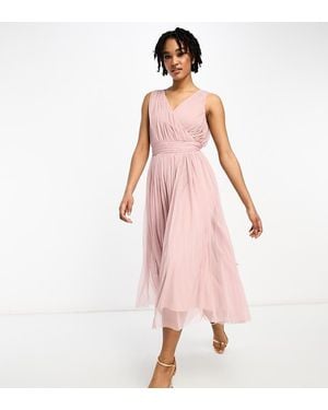 Beauut Tall Bridesmaid Midi Tulle With Bow Back - Pink