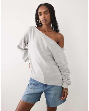 Abercrombie & Fitch One Shoulder Sweatshirt - White