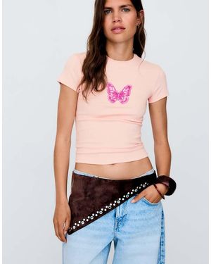 Bershka Asymmetric Stud Belt - Red