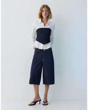 Pull&Bear Low-Rise Jorts - Blue