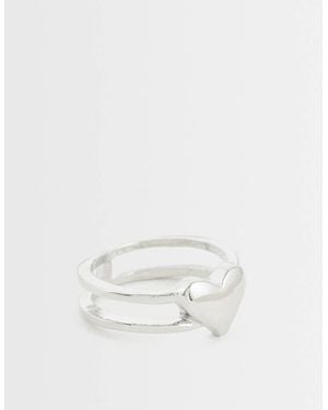 ASOS Double Band Ring With Heart - White