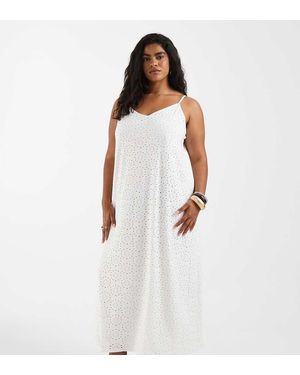 Vero Moda Jersey Floral Broderie Cami Midi Dress - White