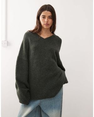 Weekday – super-oversize-pullover aus wollmix - Grün