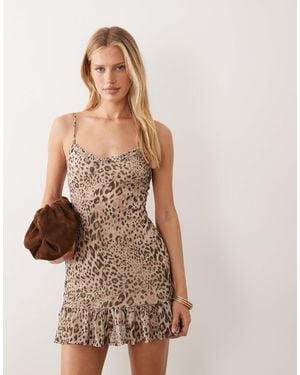 Miss Selfridge Mesh Cami Mini Dress - Brown