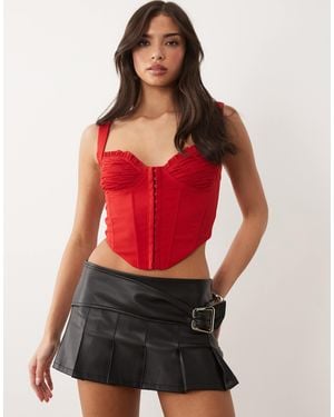 I.AM.GIA Bri Ruched Frill Edge Balconette Cup Corset Top - Red