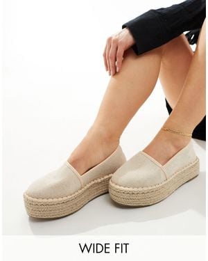 Asos Design Wide Fit Journal Flatform Espadrilles - Blue