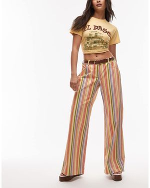 laagam Leroy Yellow Striped Twill Trousers - Natural