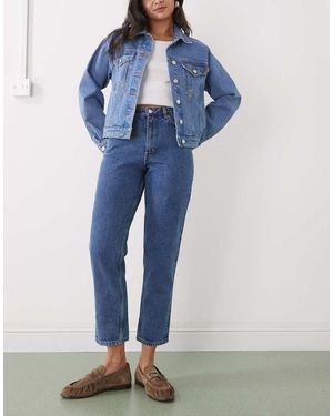 Monki Vaqueros Azul Marino De Talle Alto Y Pernera Abombada Taiki De